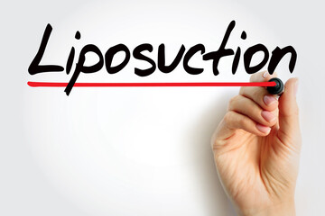 Liposuction is a type of fat-removal procedure used in plastic surgery, text concept background