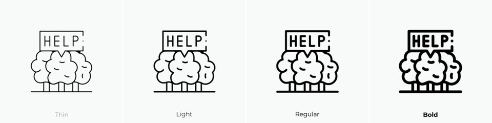 help icon. Thin, Light Regular And Bold style design isolated on white background
