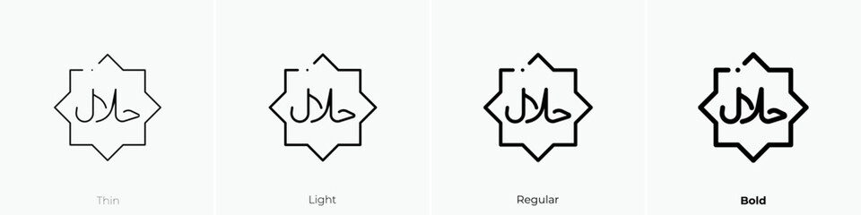 halal icon. Thin, Light Regular And Bold style design isolated on white background