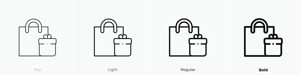 gift icon. Thin, Light Regular And Bold style design isolated on white background