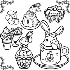 set of hand drawn sweets