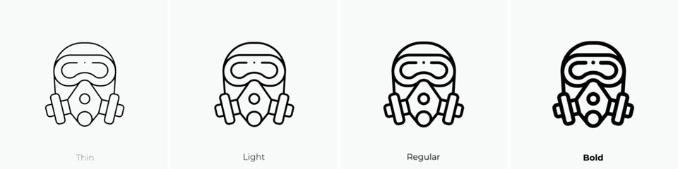 gas mask icon. Thin, Light Regular And Bold style design isolated on white background