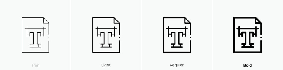 font design icon. Thin, Light Regular And Bold style design isolated on white background
