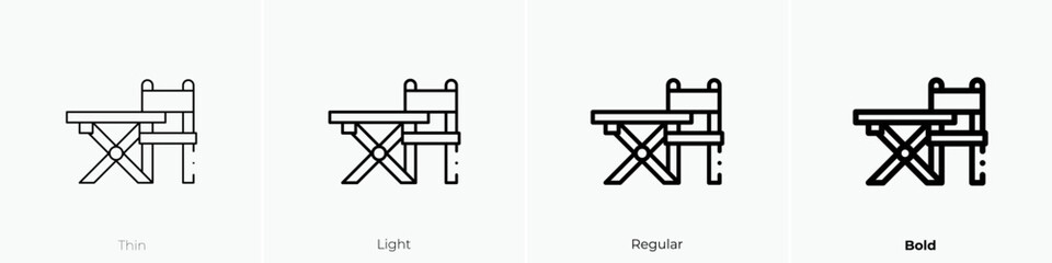 folding furniture icon. Thin, Light Regular And Bold style design isolated on white background