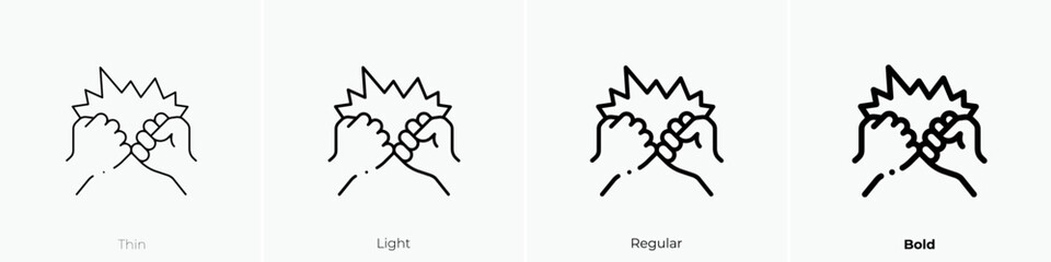 fist bump icon. Thin, Light Regular And Bold style design isolated on white background