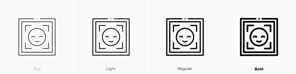 face detection icon. Thin, Light Regular And Bold style design isolated on white background