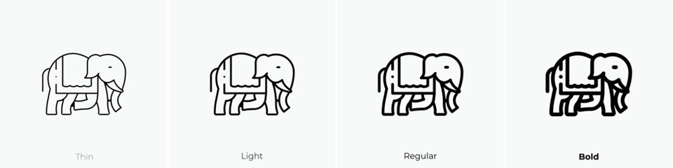 elephant icon. Thin, Light Regular And Bold style design isolated on white background
