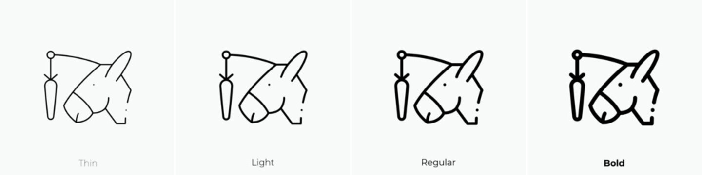 donkey icon. Thin, Light Regular And Bold style design isolated on white background