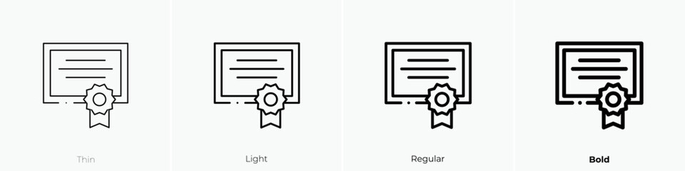 diploma icon. Thin, Light Regular And Bold style design isolated on white background