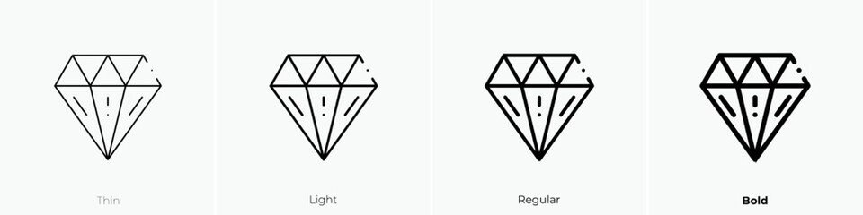 diamond icon. Thin, Light Regular And Bold style design isolated on white background