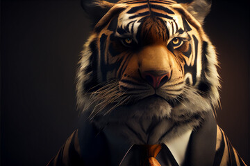 Tiger im Business Anzug