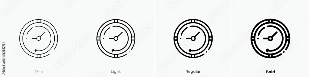 Wall mural clock icon. Thin, Light Regular And Bold style design isolated on white background