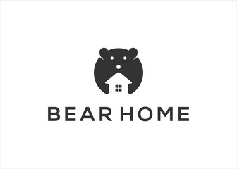 Bear home house logo design template