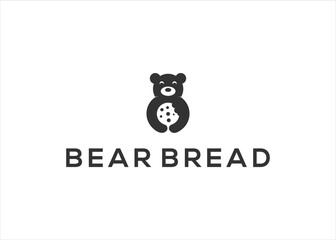 Bear logo with Bread bakery logo design template
