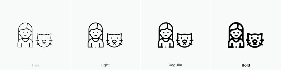 cat icon. Thin, Light Regular And Bold style design isolated on white background