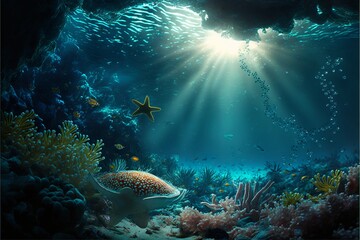 under water ocean background landscape. Generative Ai
