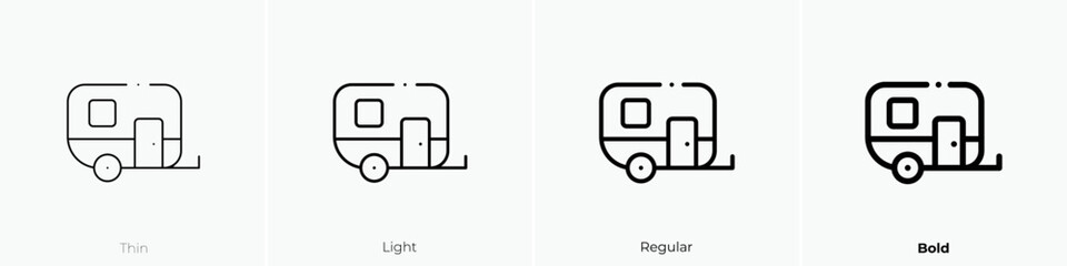 camper icon. Thin, Light Regular And Bold style design isolated on white background