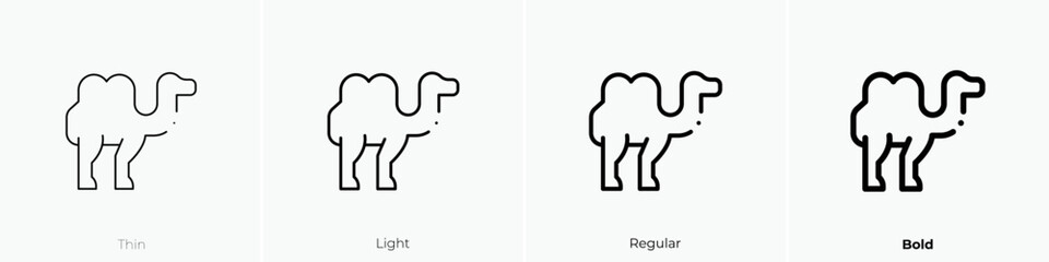 camel icon. Thin, Light Regular And Bold style design isolated on white background