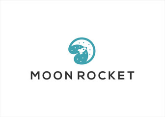 Planet Moon Rocket Logo abstract design vector template	
