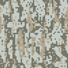 Full seamless brown digital camo texture pattern. Usable for Jacket Pants Shirt and Shorts. Army textile fabric print. Geometric military camouflage. Vector illustration.