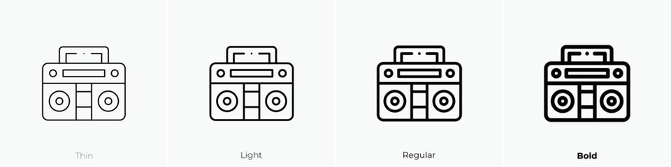 boombox icon. Thin, Light Regular And Bold style design isolated on white background