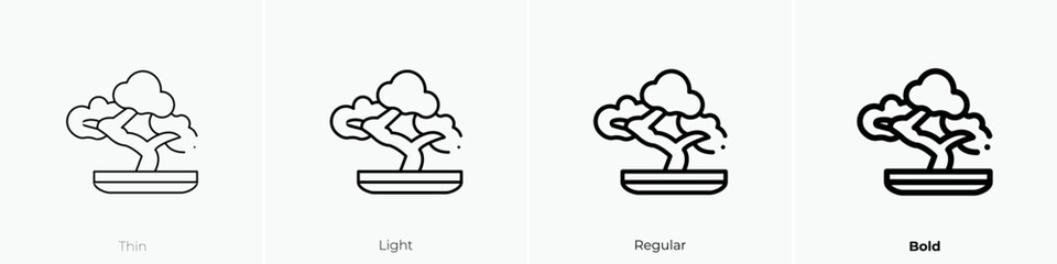 bonsai icon. Thin, Light Regular And Bold style design isolated on white background