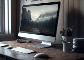 Fototapeta premium beautiful computer monitor created with Generative AI technology