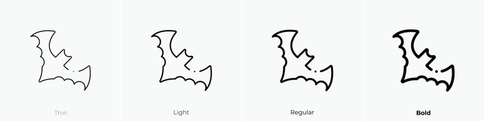 bat icon. Thin, Light Regular And Bold style design isolated on white background