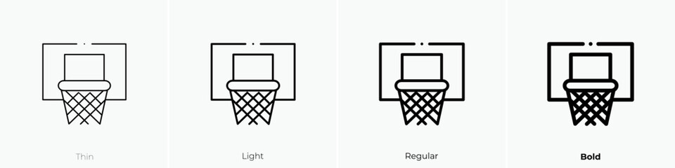 basketball hoop icon. Thin, Light Regular And Bold style design isolated on white background