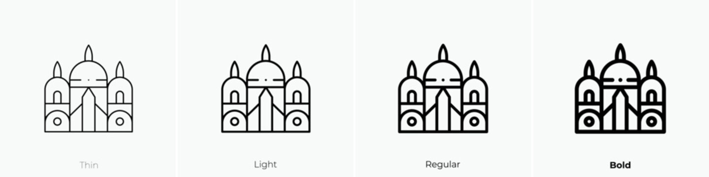 basilica of the sacred heart icon. Thin, Light Regular And Bold style design isolated on white background