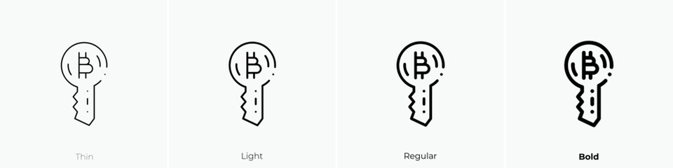 bitcoin icon. Thin, Light Regular And Bold style design isolated on white background