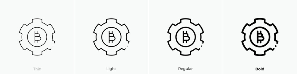 bitcoin icon. Thin, Light Regular And Bold style design isolated on white background