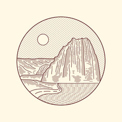 cathedral valley loop capitol reef national park mono line vector for patch, pin, graphic, art t-shirt design