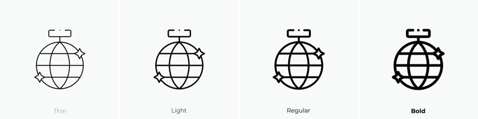 disco ball icon. Thin, Light Regular And Bold style design isolated on white background