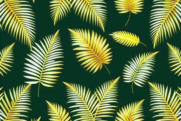 seamless pattern with leaves tropical textile generative AI 