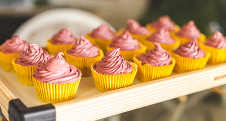 Pink Cupcakes with Cream