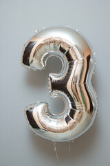 foil balloon number three silver color