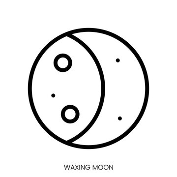 waxing moon icon. Line Art Style Design Isolated On White Background