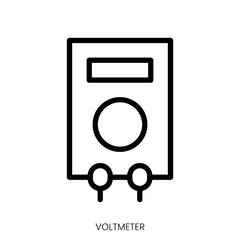 voltmeter icon. Line Art Style Design Isolated On White Background