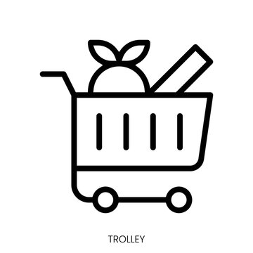 trolley icon. Line Art Style Design Isolated On White Background