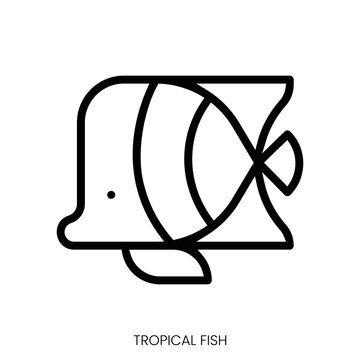 tropical fish icon. Line Art Style Design Isolated On White Background