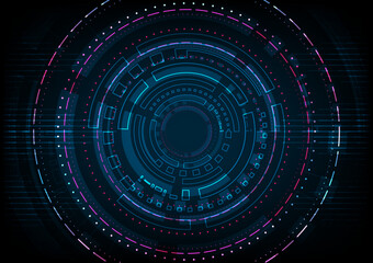 Abstract background engineering concept. Futuristic electronic circle digital network. Hud cyberspace computer technology