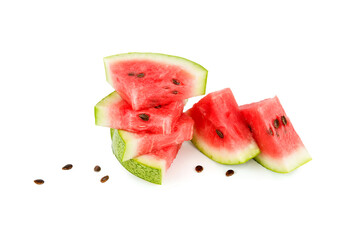 Chunks of watermelon isolated on white background.