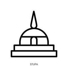 stupa icon. Line Art Style Design Isolated On White Background