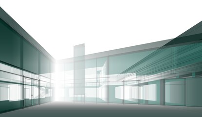 Fototapeta premium Modern house sketch architectural 3d illustration