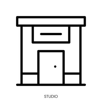 studio icon. Line Art Style Design Isolated On White Background