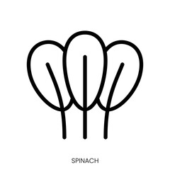spinach icon. Line Art Style Design Isolated On White Background - obrazy, fototapety, plakaty