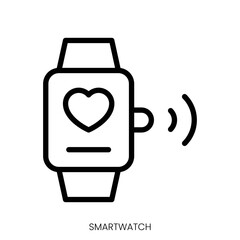 smartwatch icon. Line Art Style Design Isolated On White Background