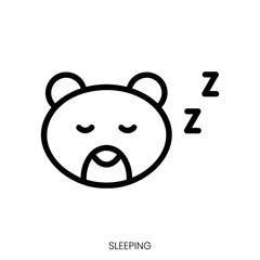 sleeping icon. Line Art Style Design Isolated On White Background