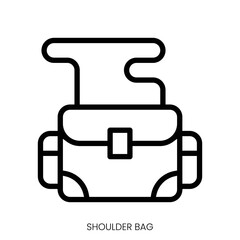 shoulder bag icon. Line Art Style Design Isolated On White Background
